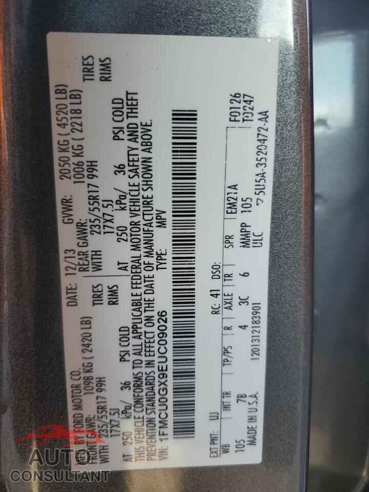 FORD ESCAPE 2014 - 1FMCU0GX9EUC09026