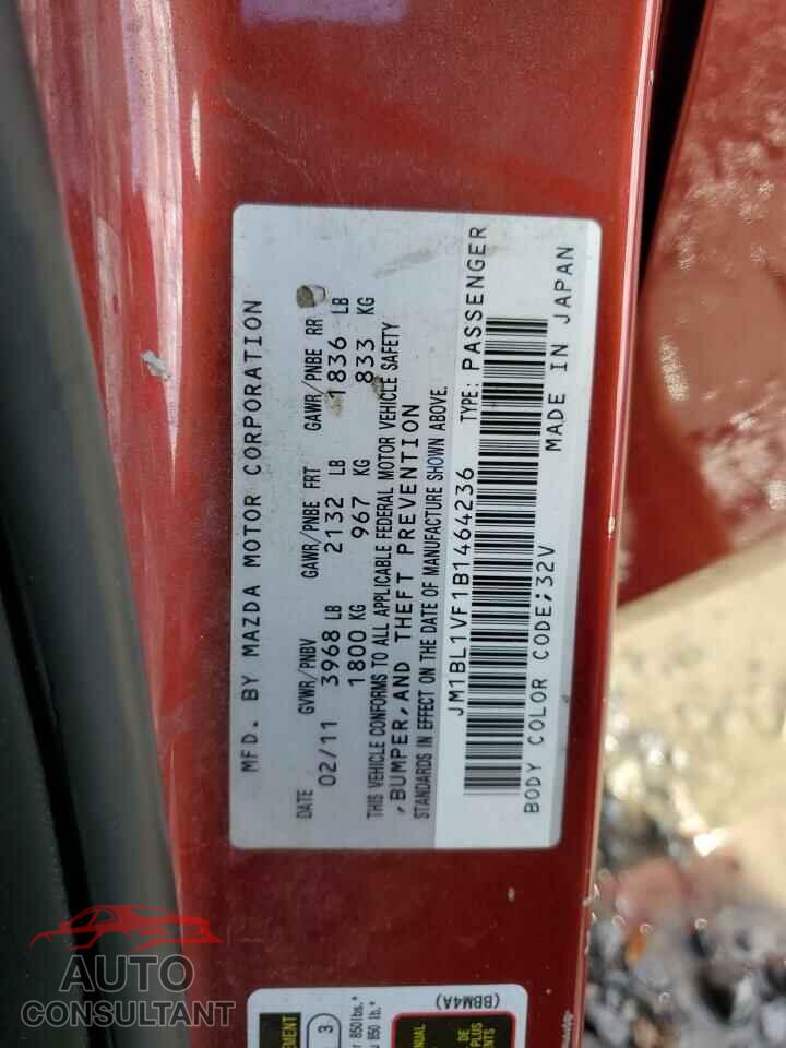 MAZDA 3 2011 - JM1BL1VF1B1464236