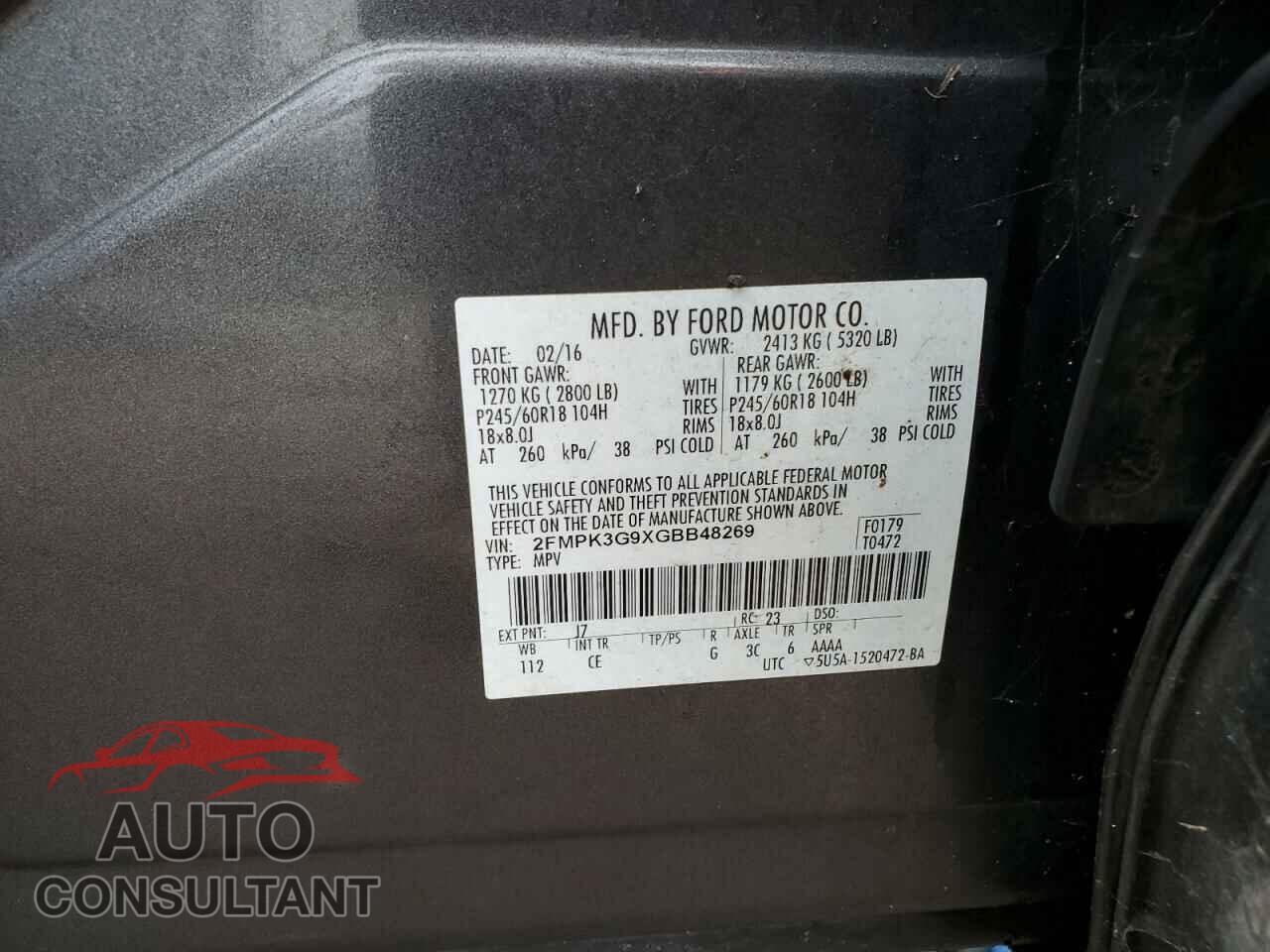 FORD EDGE 2016 - 2FMPK3G9XGBB48269