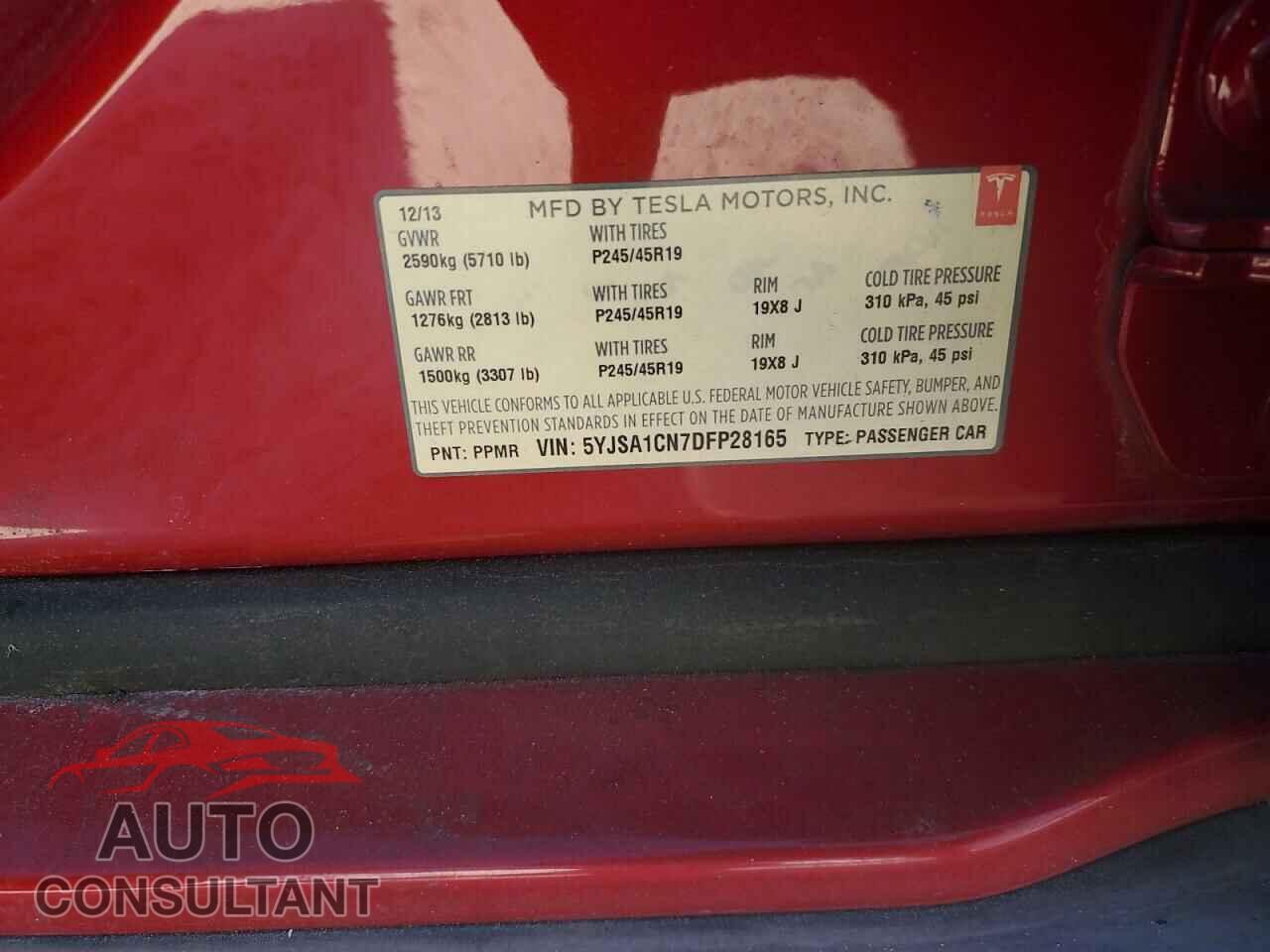 TESLA MODEL S 2013 - 5YJSA1CN7DFP28165