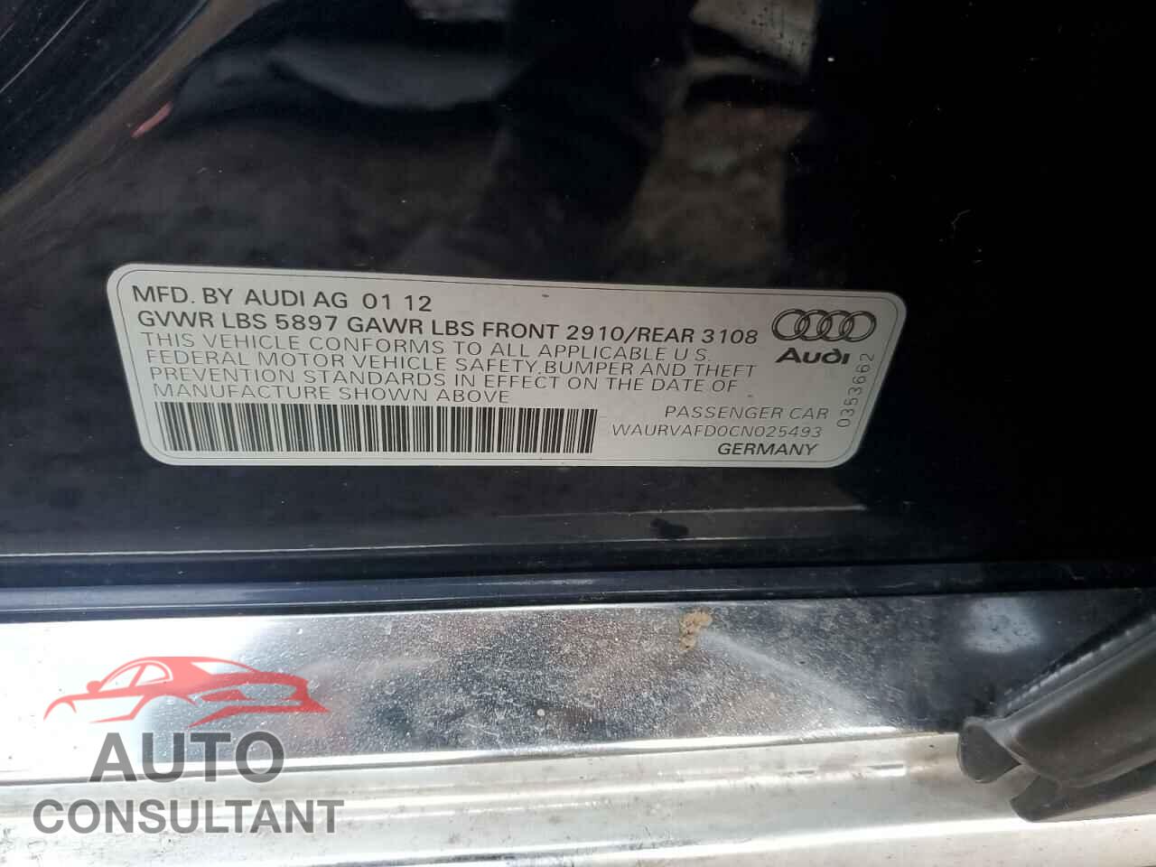 AUDI A8 2012 - WAURVAFD0CN025493