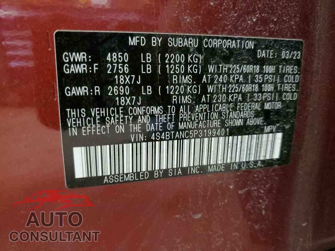 SUBARU OUTBACK 2023 - 4S4BTANC5P3199401