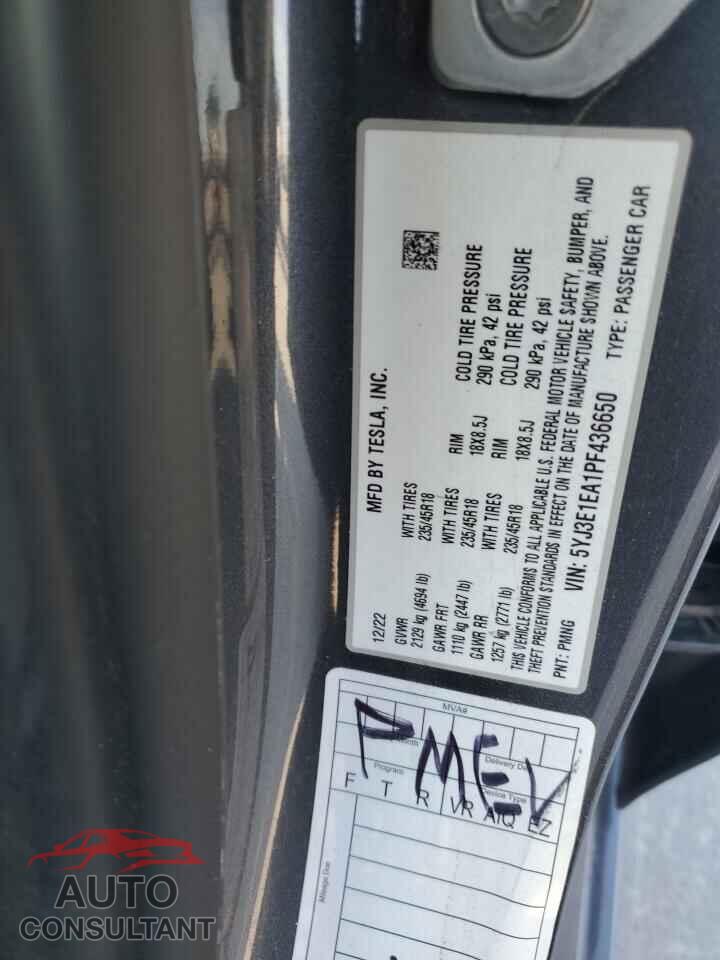 TESLA MODEL 3 2023 - 5YJ3E1EA1PF436650