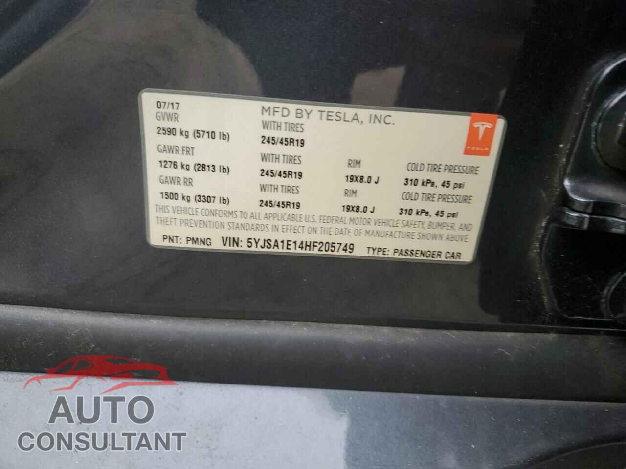 TESLA MODEL S 2017 - 5YJSA1E14HF205749