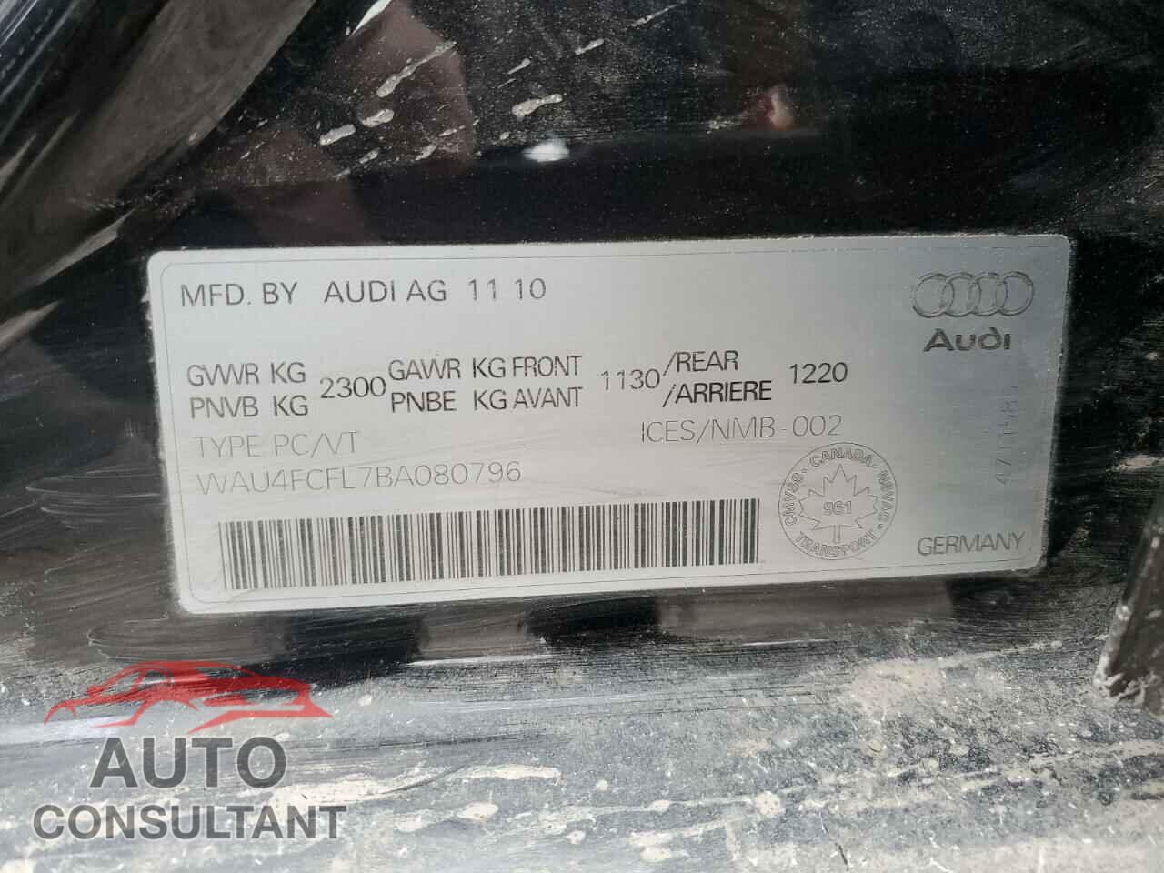 AUDI A4 2011 - WAU4FCFL7BA080796
