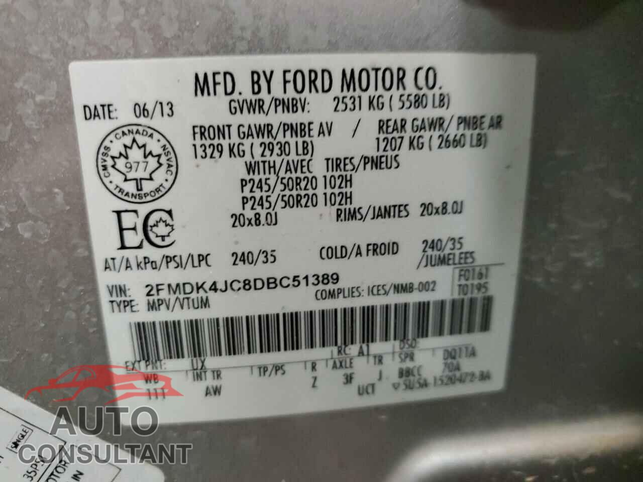 FORD EDGE 2013 - 2FMDK4JC8DBC51389