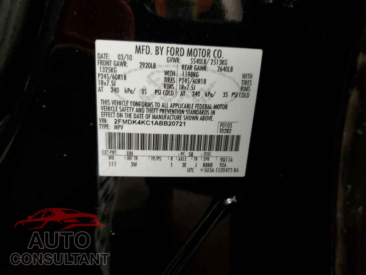 FORD EDGE 2010 - 2FMDK4KC1ABB20721