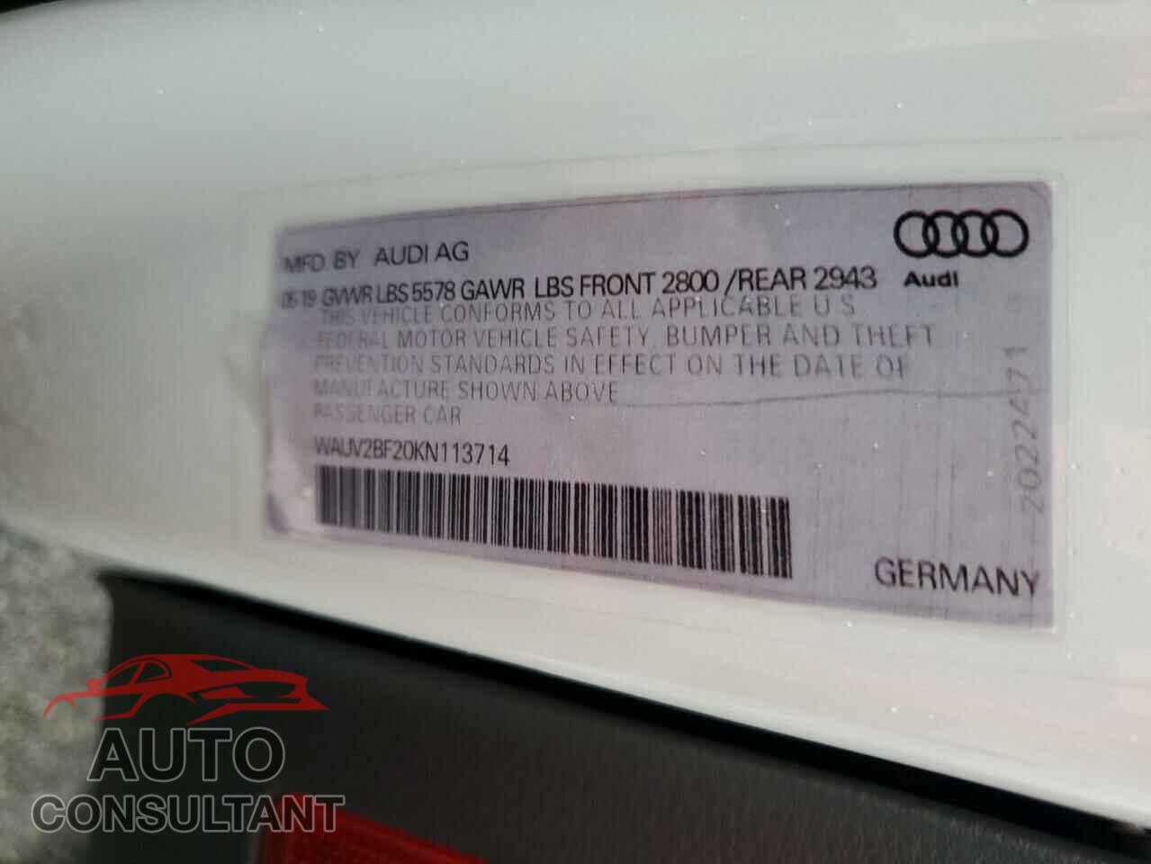 AUDI A7 2019 - WAUV2BF20KN113714