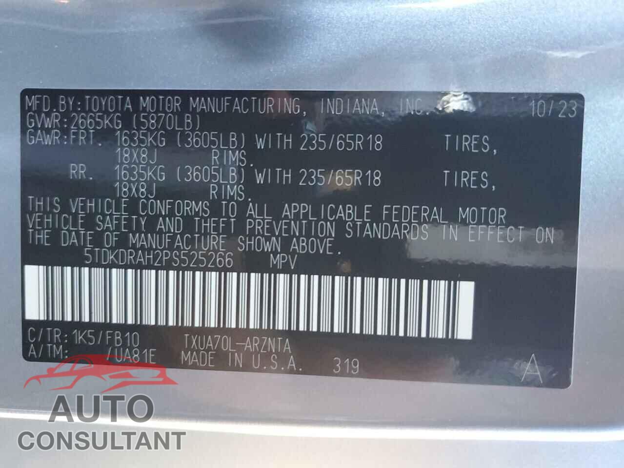 TOYOTA HIGHLANDER 2023 - 5TDKDRAH2PS525266