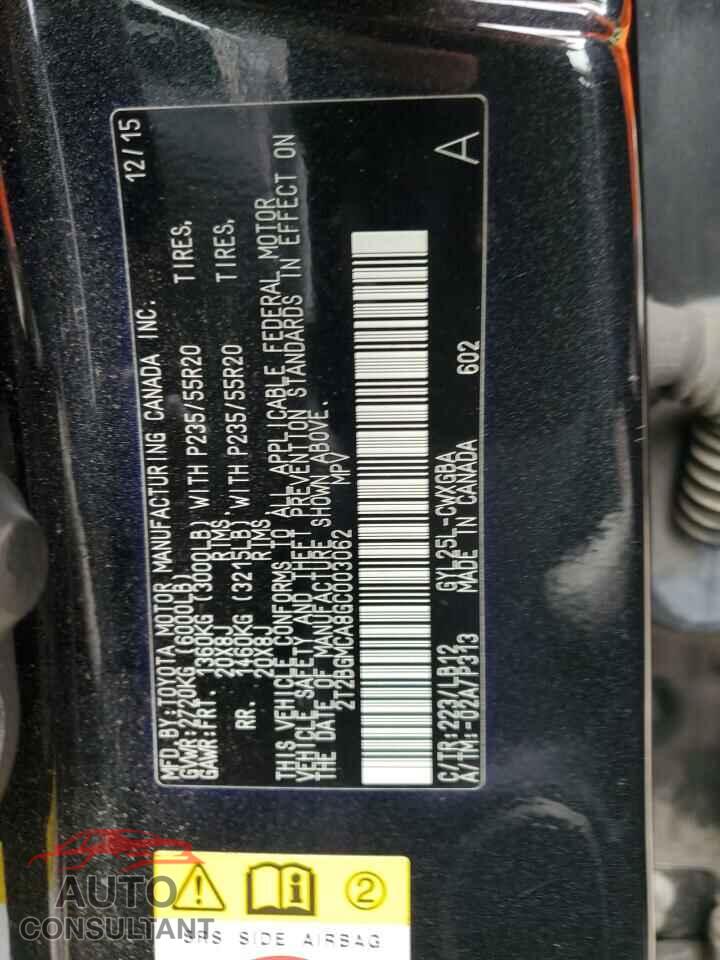 LEXUS RX450 2016 - 2T2BGMCA8GC003062