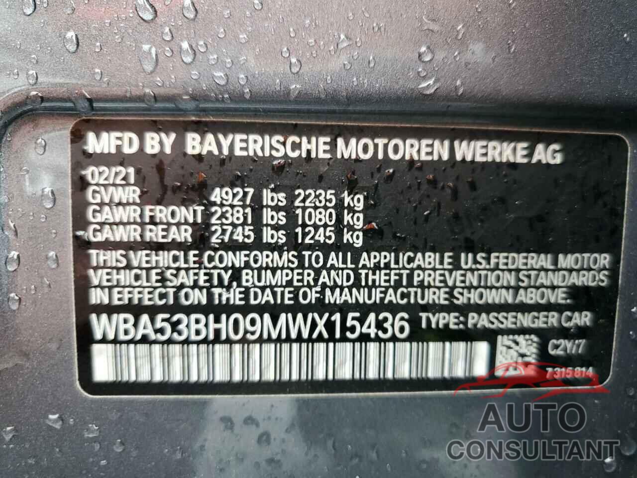 BMW 5 SERIES 2021 - WBA53BH09MWX15436