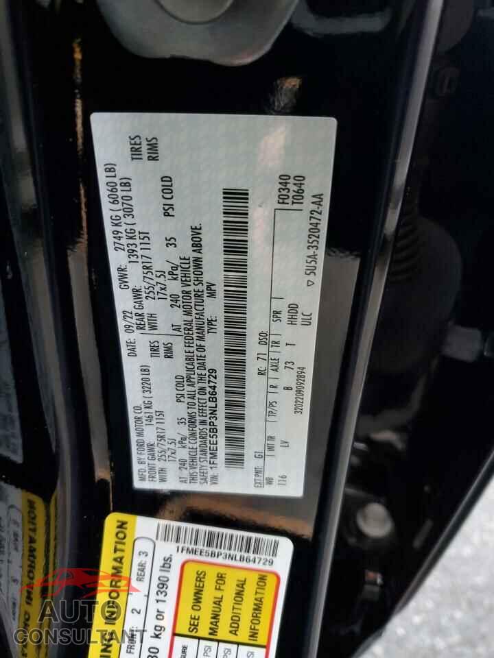 FORD BRONCO 2022 - 1FMEE5BP3NLB64729