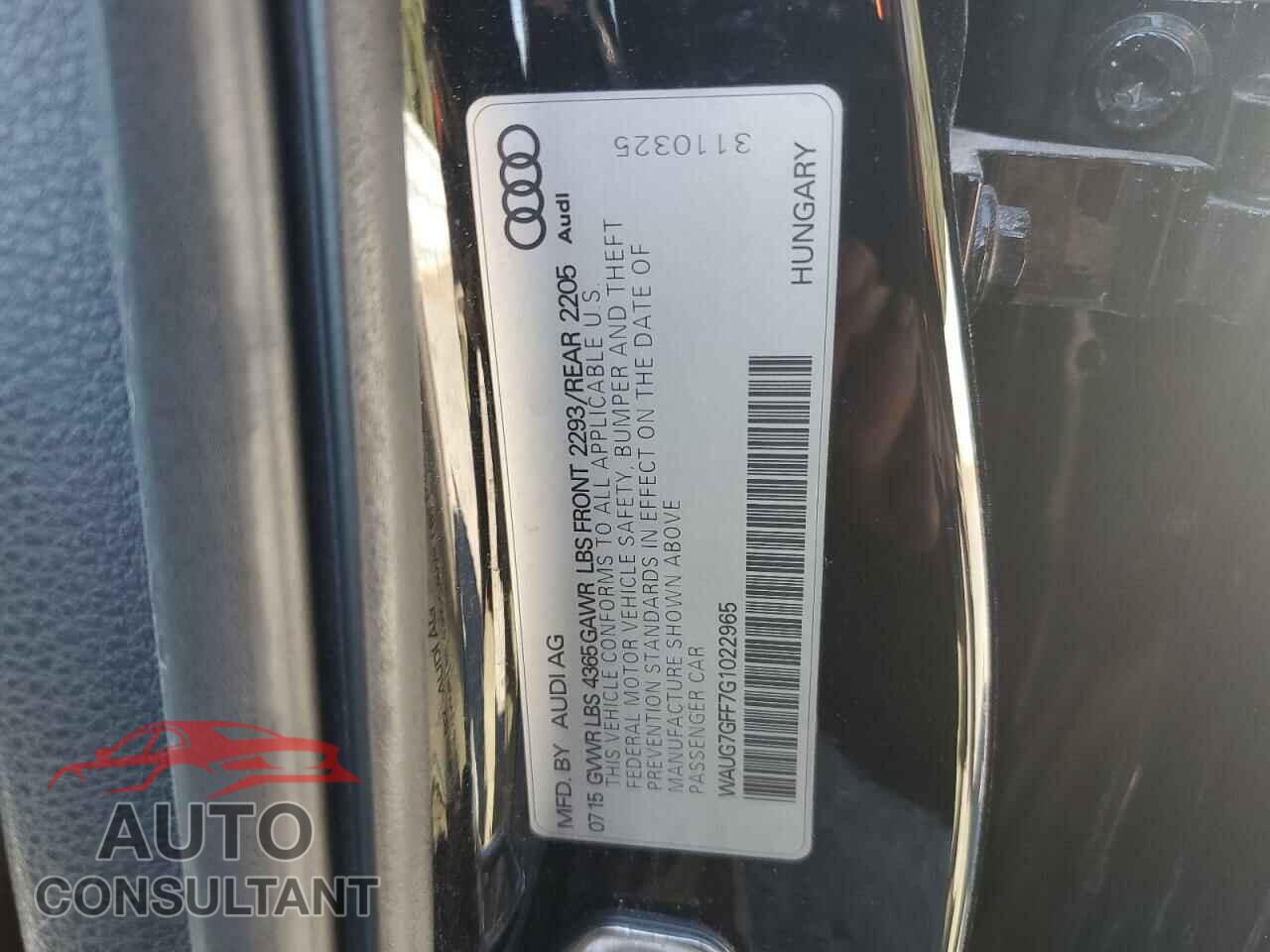 AUDI A3 2016 - WAUG7GFF7G1022965