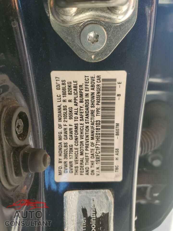 HONDA CIVIC 2017 - 19XFC1F71HE018103