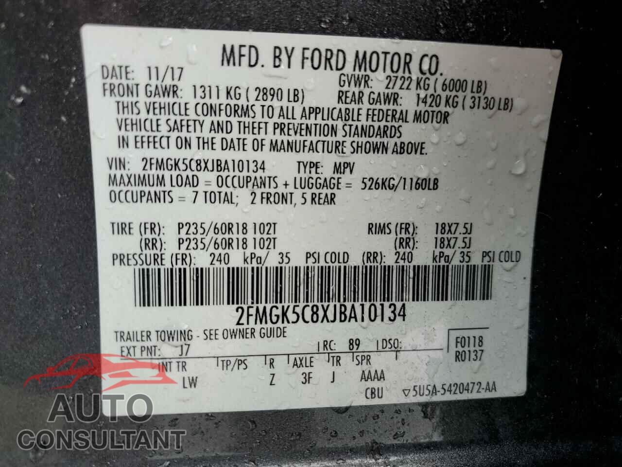 FORD FLEX 2018 - 2FMGK5C8XJBA10134