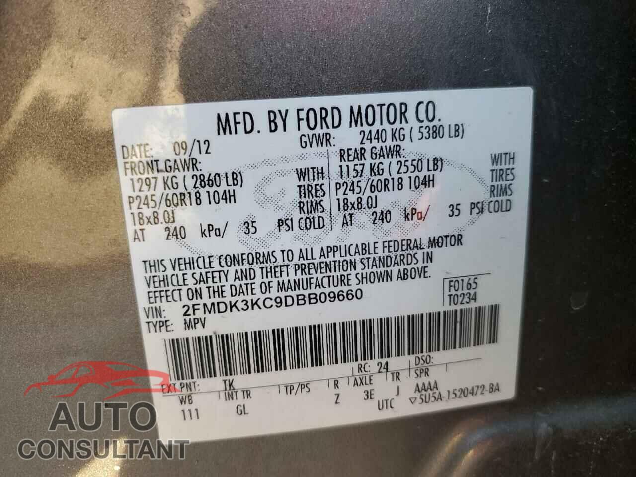 FORD EDGE 2013 - 2FMDK3KC9DBB09660