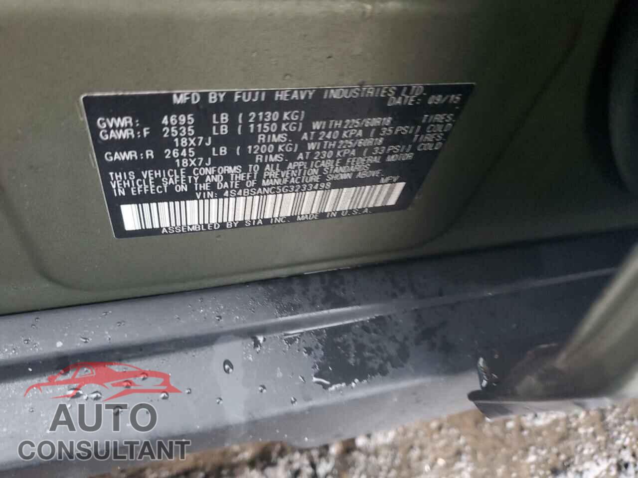 SUBARU OUTBACK 2016 - 4S4BSANC5G3233498