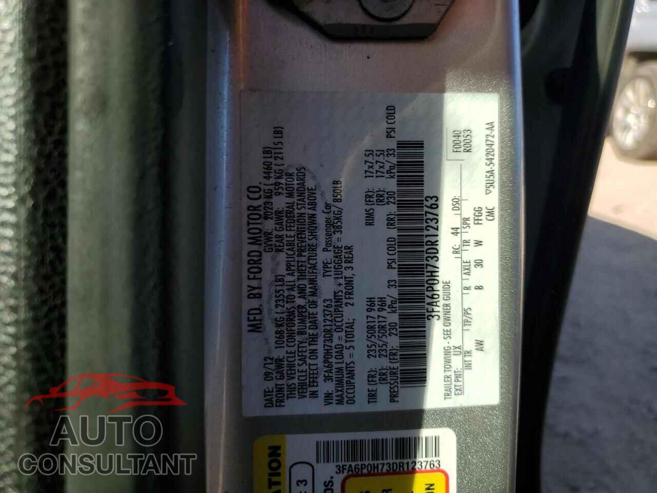 FORD FUSION 2013 - 3FA6P0H73DR123763
