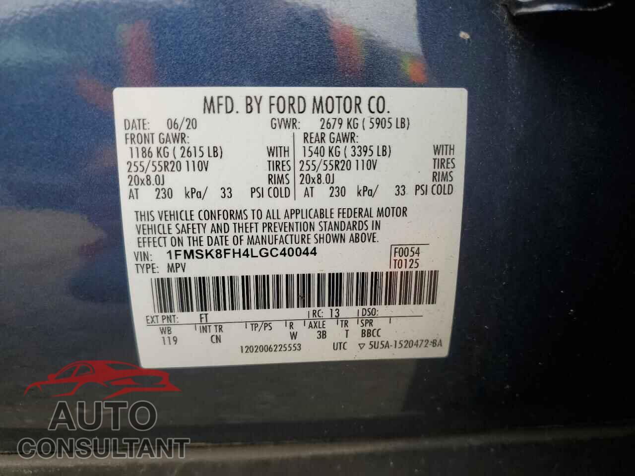 FORD EXPLORER 2020 - 1FMSK8FH4LGC40044