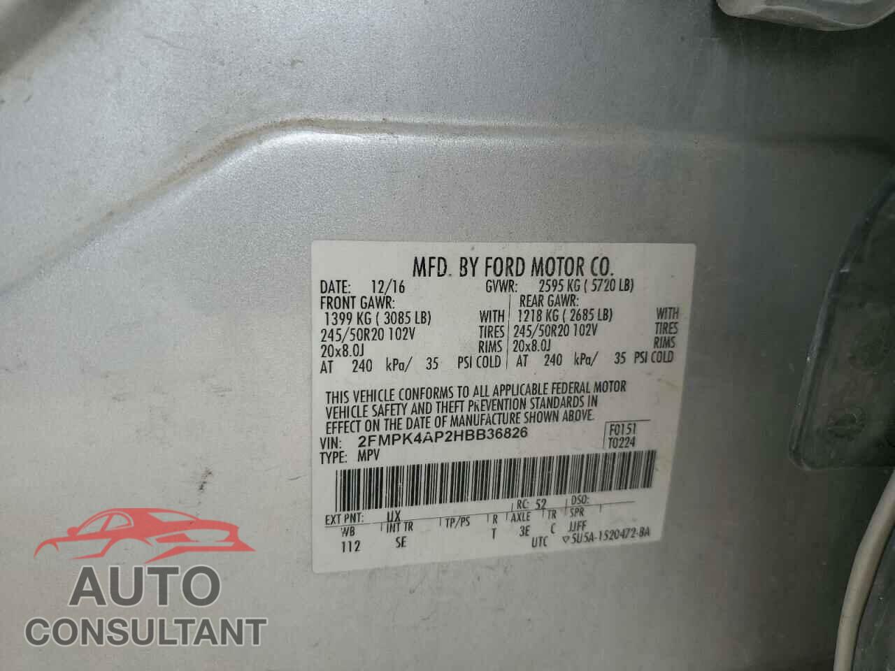 FORD EDGE 2017 - 2FMPK4AP2HBB36826