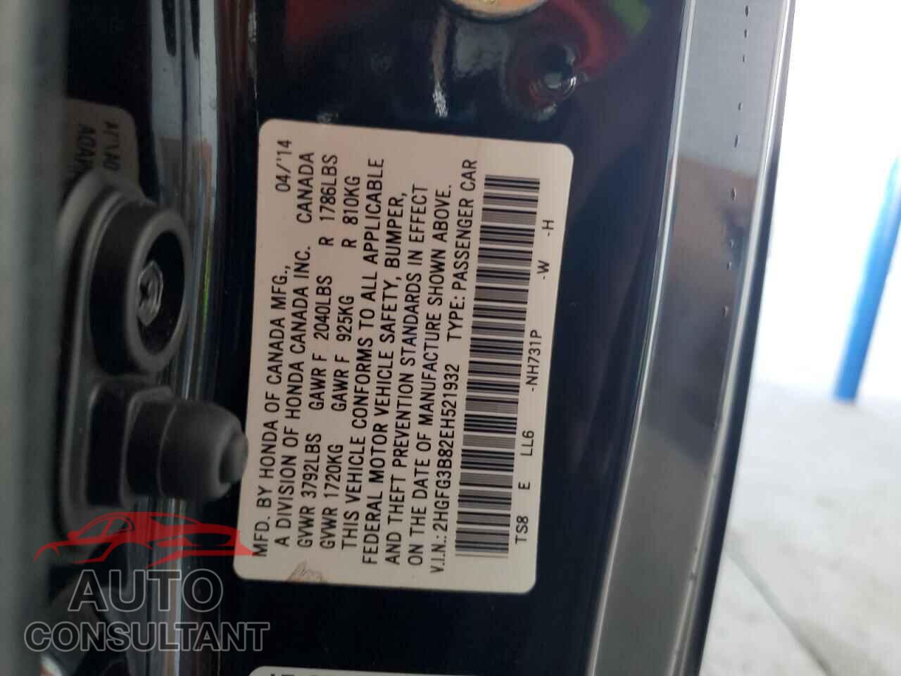 HONDA CIVIC 2014 - 2HGFG3B82EH521932