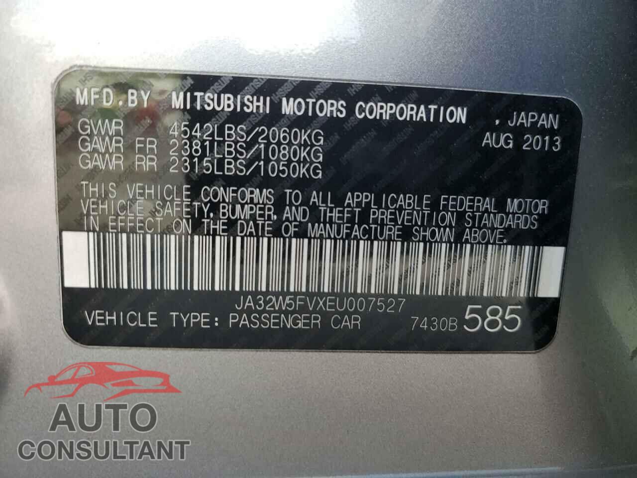 MITSUBISHI EVO 2014 - JA32W5FVXEU007527