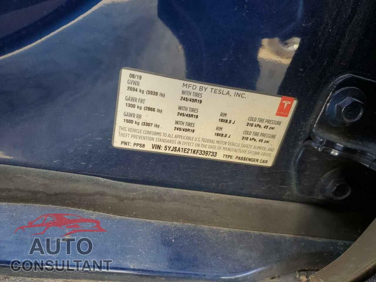 TESLA MODEL S 2019 - 5YJSA1E21KF339733