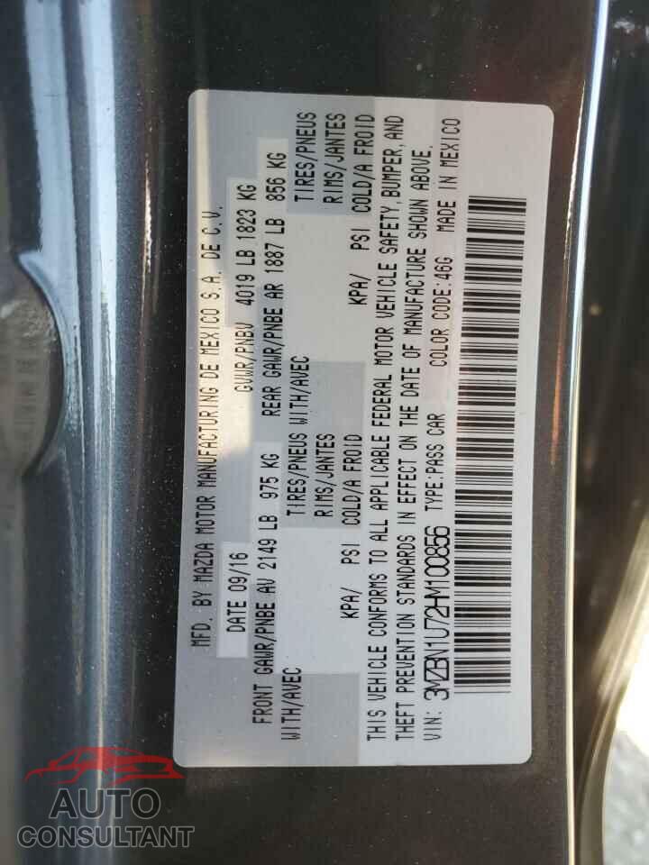 MAZDA 3 2017 - 3MZBN1U72HM100856