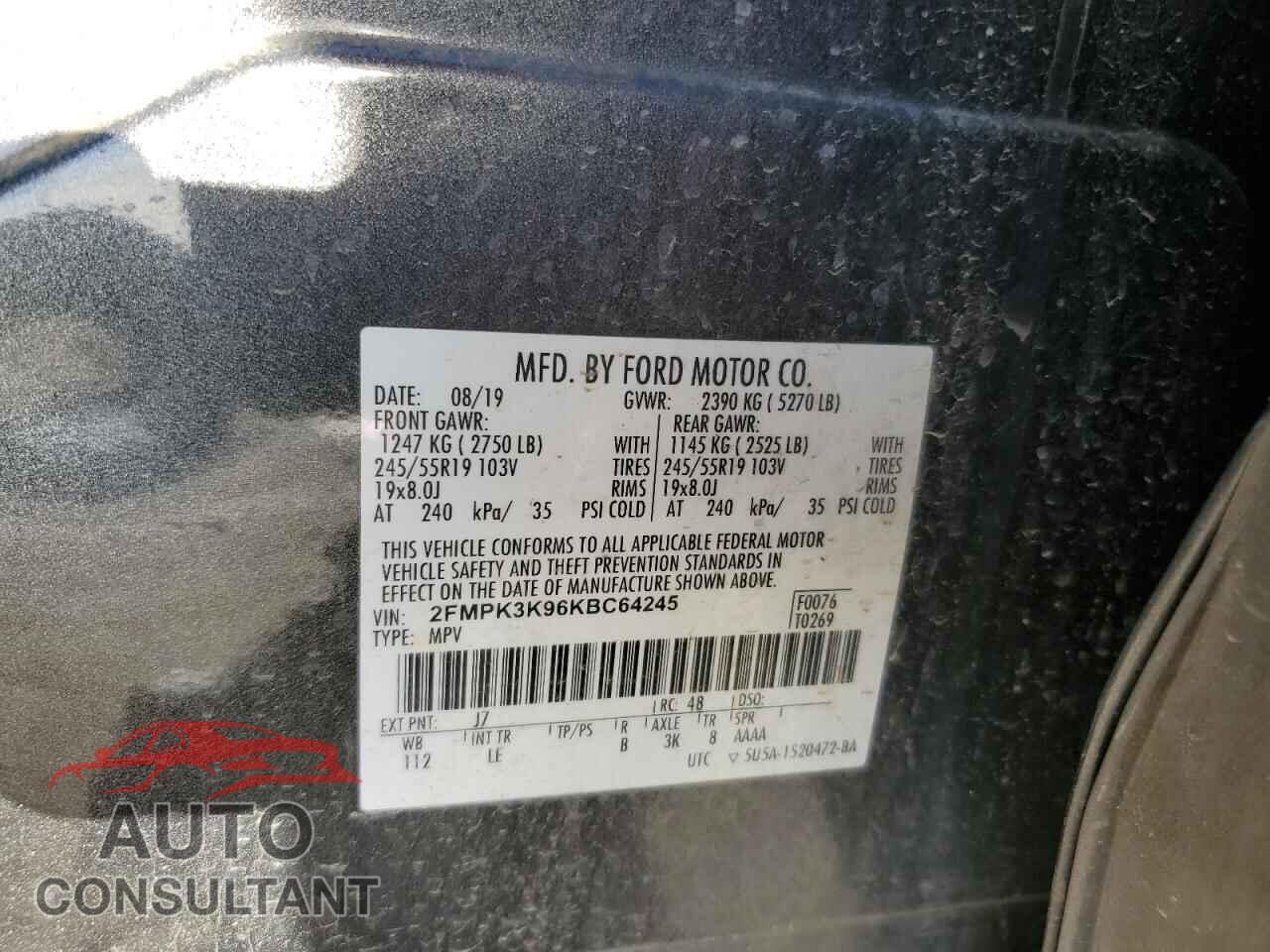 FORD EDGE 2019 - 2FMPK3K96KBC64245