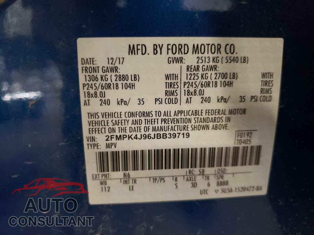 FORD EDGE 2018 - 2FMPK4J96JBB39719