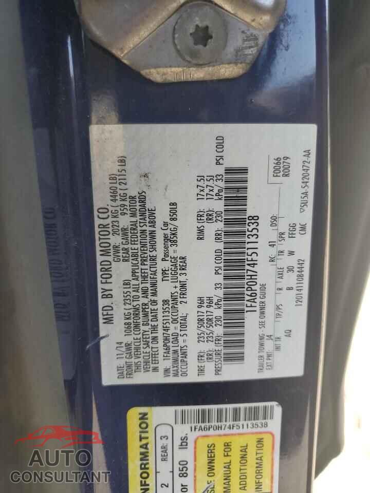 FORD FUSION 2015 - 1FA6P0H74F5113538