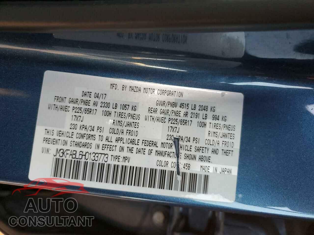 MAZDA CX-5 2017 - JM3KFABL6H0133773