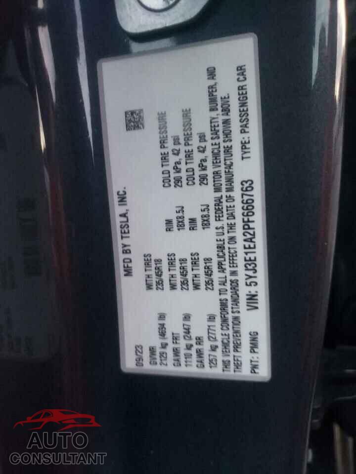 TESLA MODEL 3 2023 - 5YJ3E1EA2PF666763