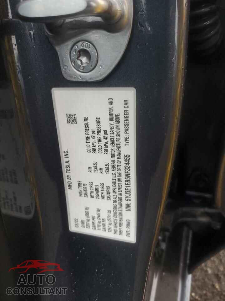 TESLA MODEL 3 2022 - 5YJ3E1EB5NF324455