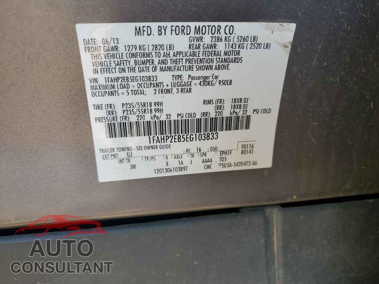 FORD TAURUS 2014 - 1FAHP2E85EG103833
