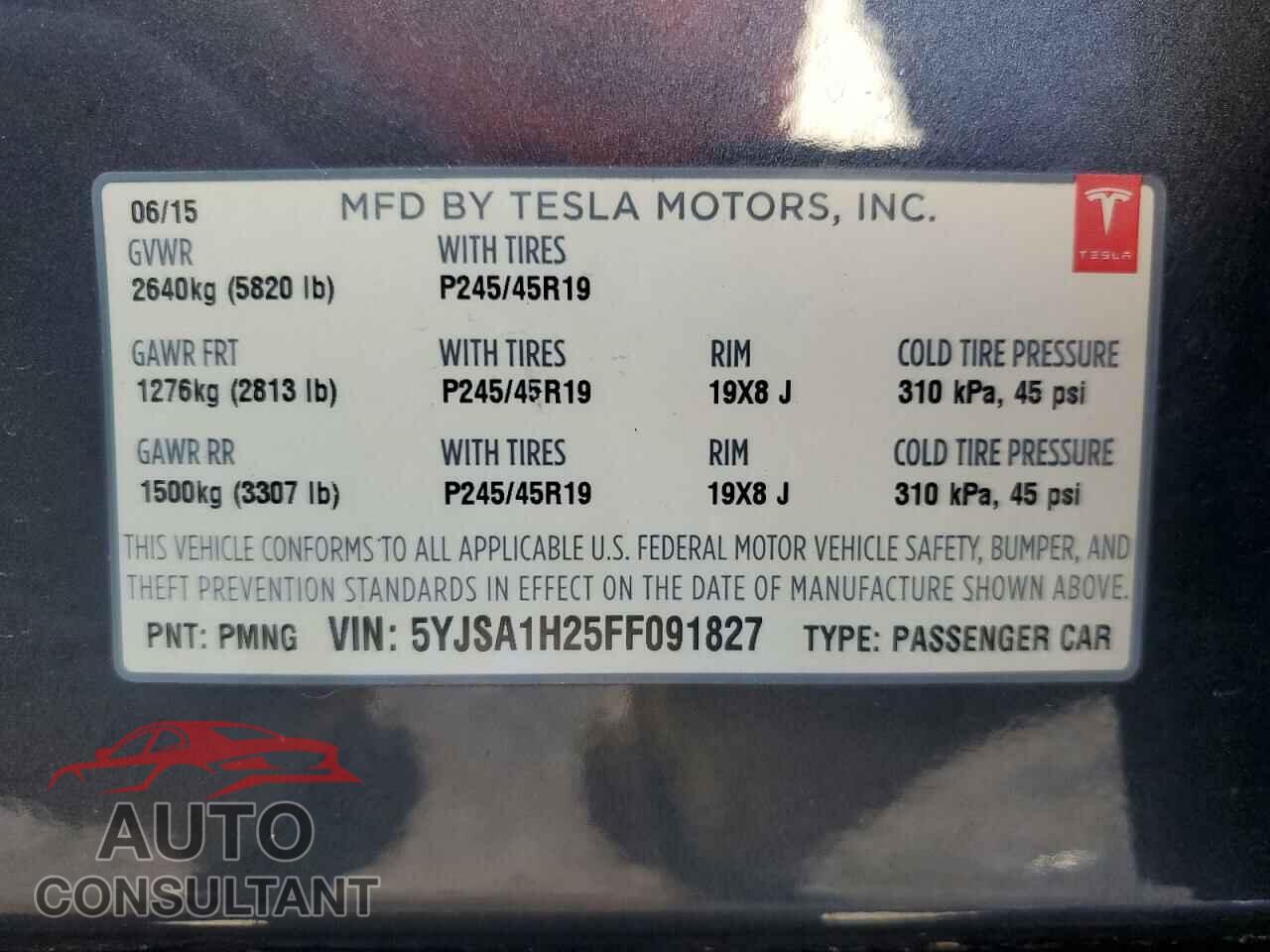 TESLA MODEL S 2015 - 5YJSA1H25FF091827