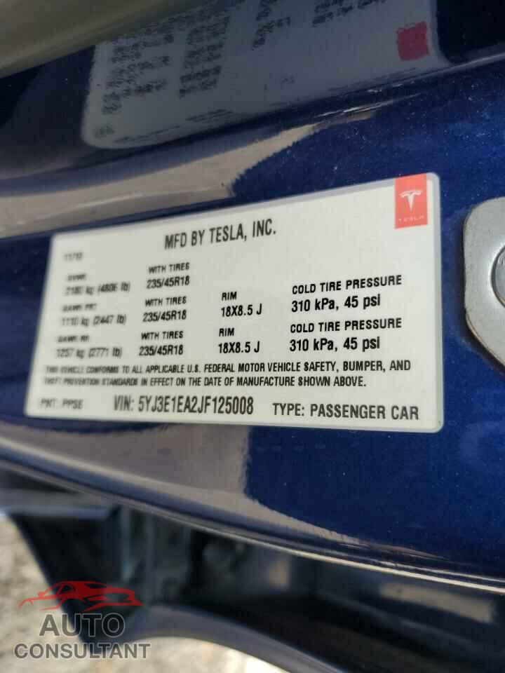 TESLA MODEL 3 2018 - 5YJ3E1EA2JF125008
