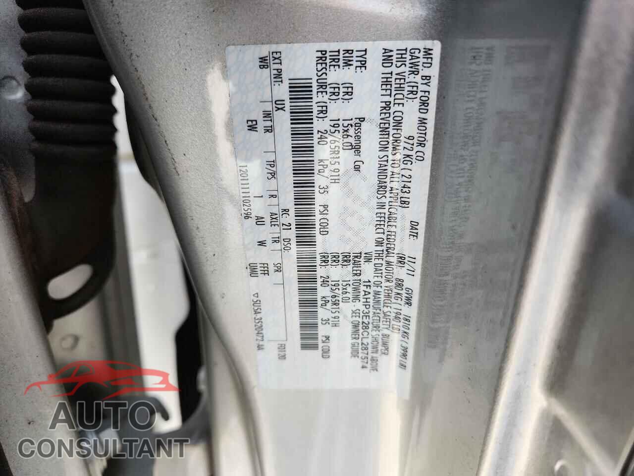 FORD FOCUS 2012 - 1FAHP3E28CL287574