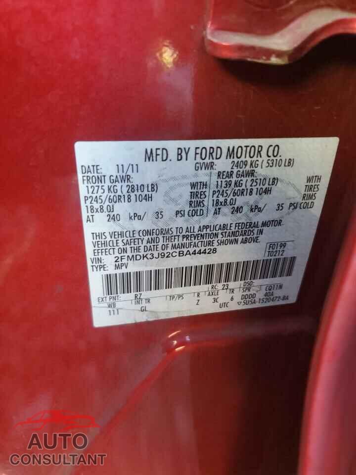 FORD EDGE 2012 - 2FMDK3J92CBA44428