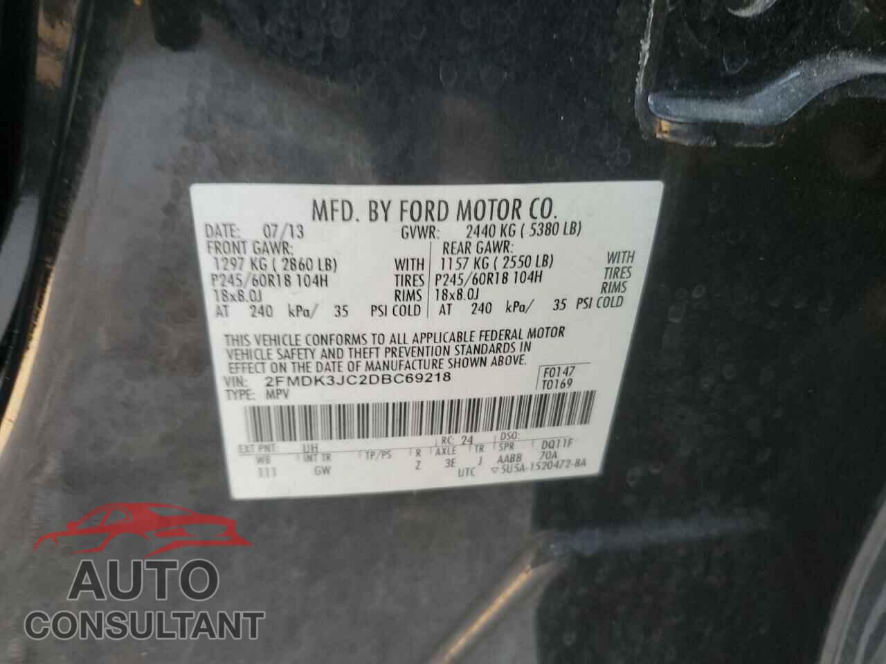 FORD EDGE 2013 - 2FMDK3JC2DBC69218