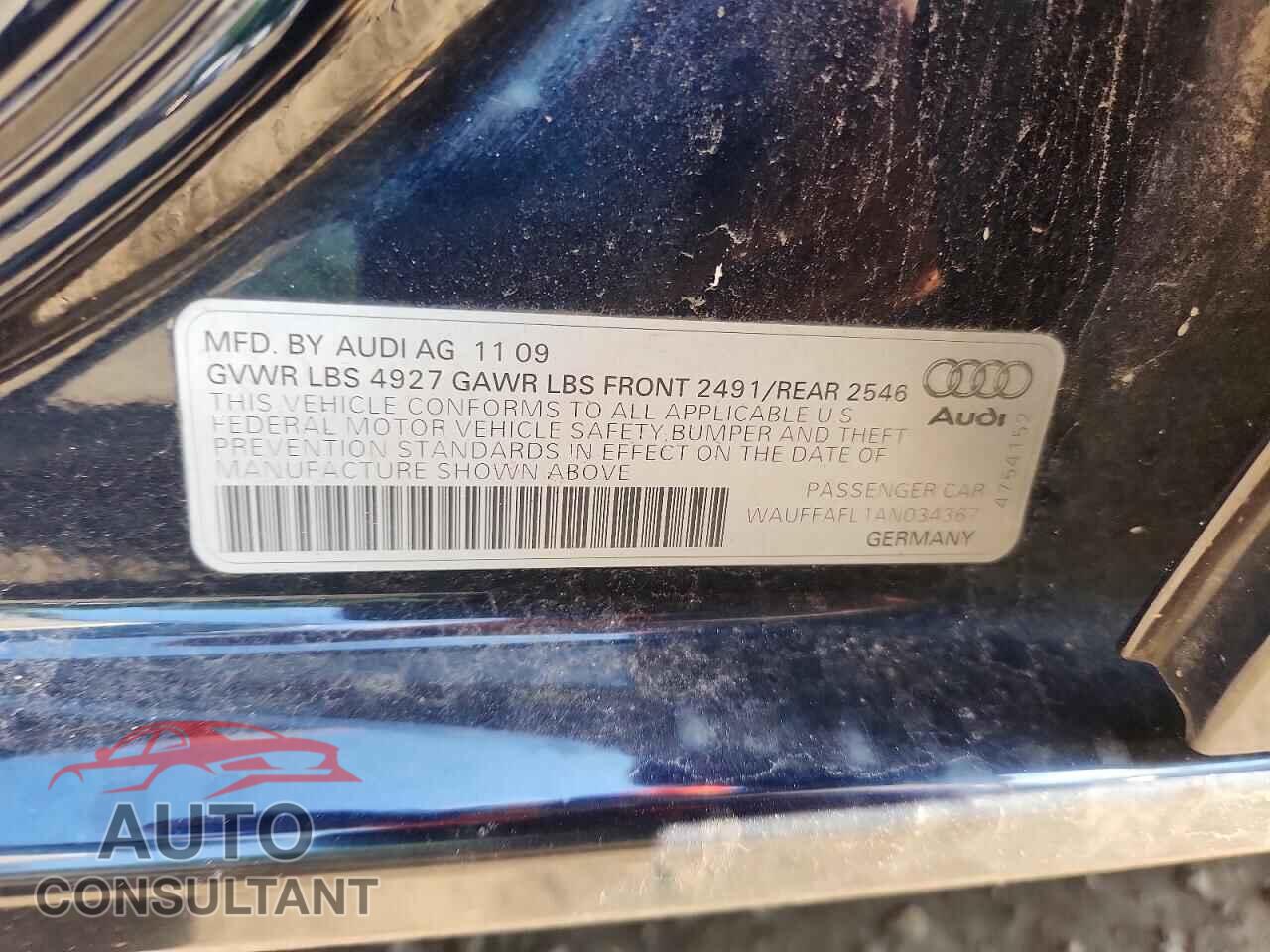 AUDI A4 2010 - WAUFFAFL1AN034367