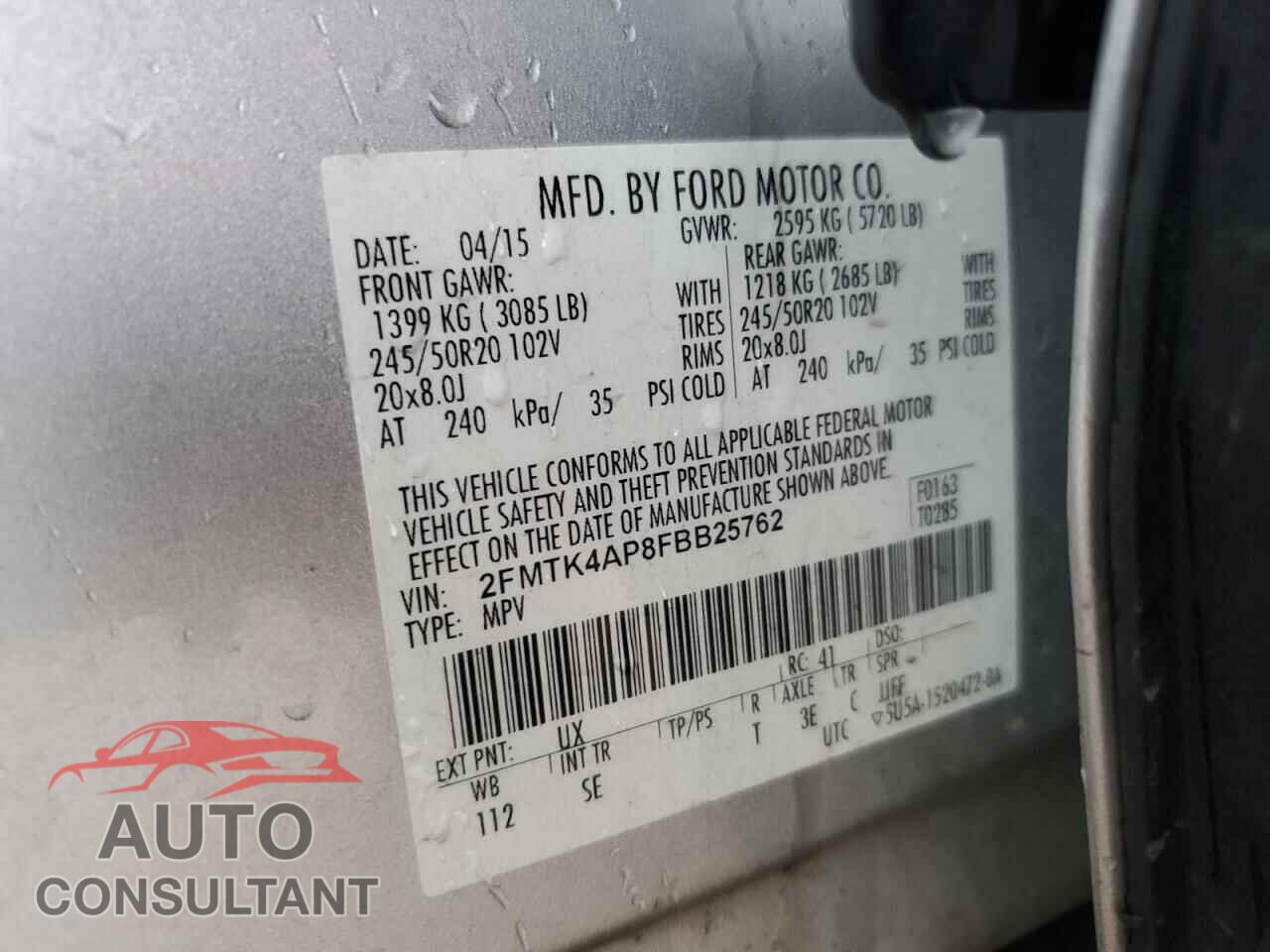 FORD EDGE 2015 - 2FMTK4AP8FBB25762