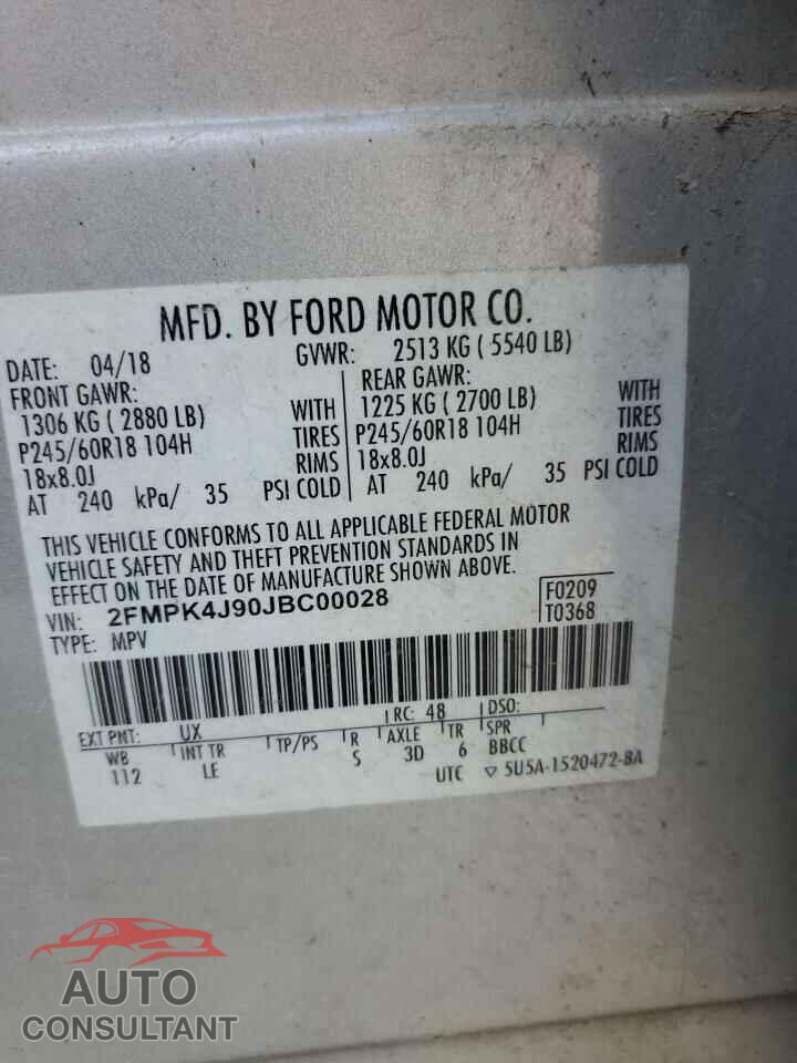 FORD EDGE 2018 - 2FMPK4J90JBC00028