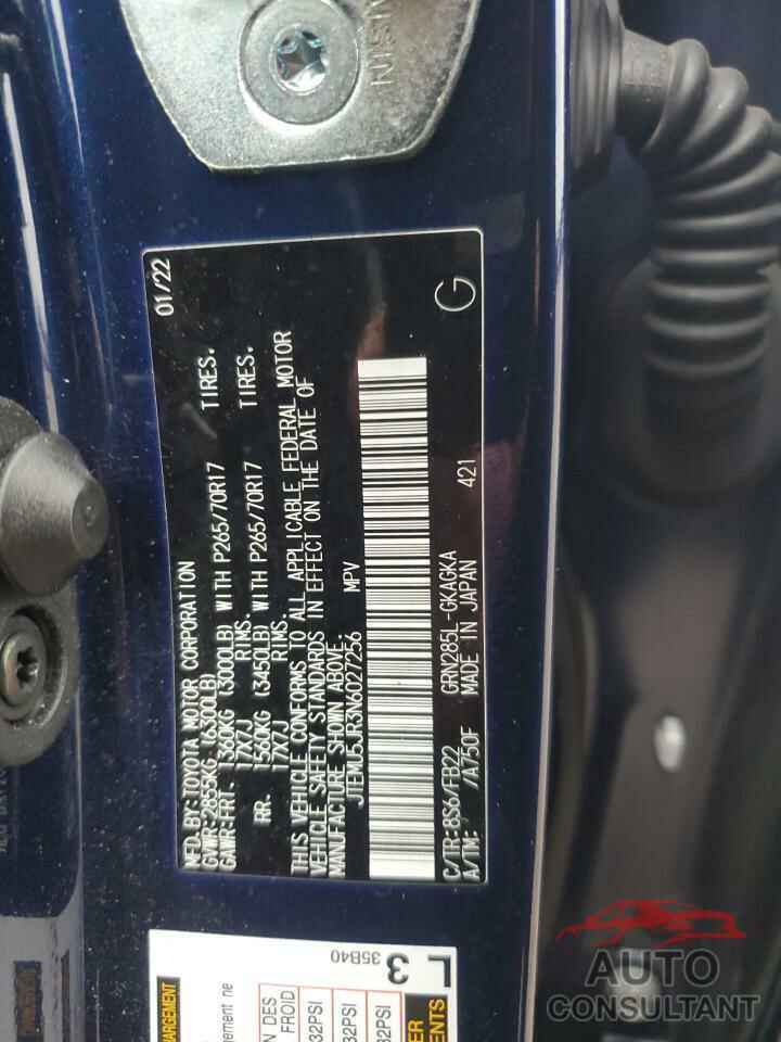TOYOTA 4RUNNER 2022 - JTEMU5JR3N6027256
