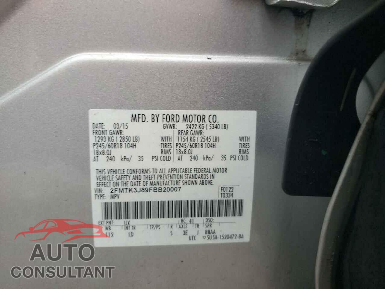 FORD EDGE 2015 - 2FMTK3J89FBB20007