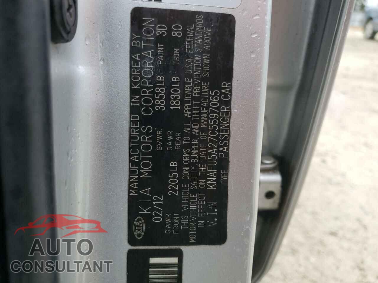 KIA FORTE 2012 - KNAFU5A27C5597065