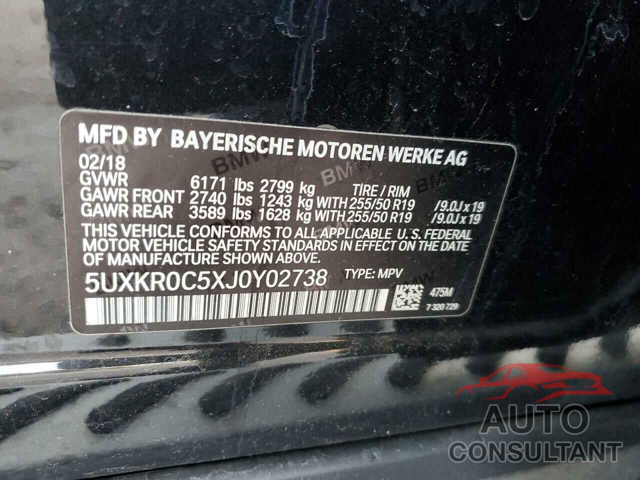 BMW X5 2018 - 5UXKR0C5XJ0Y02738