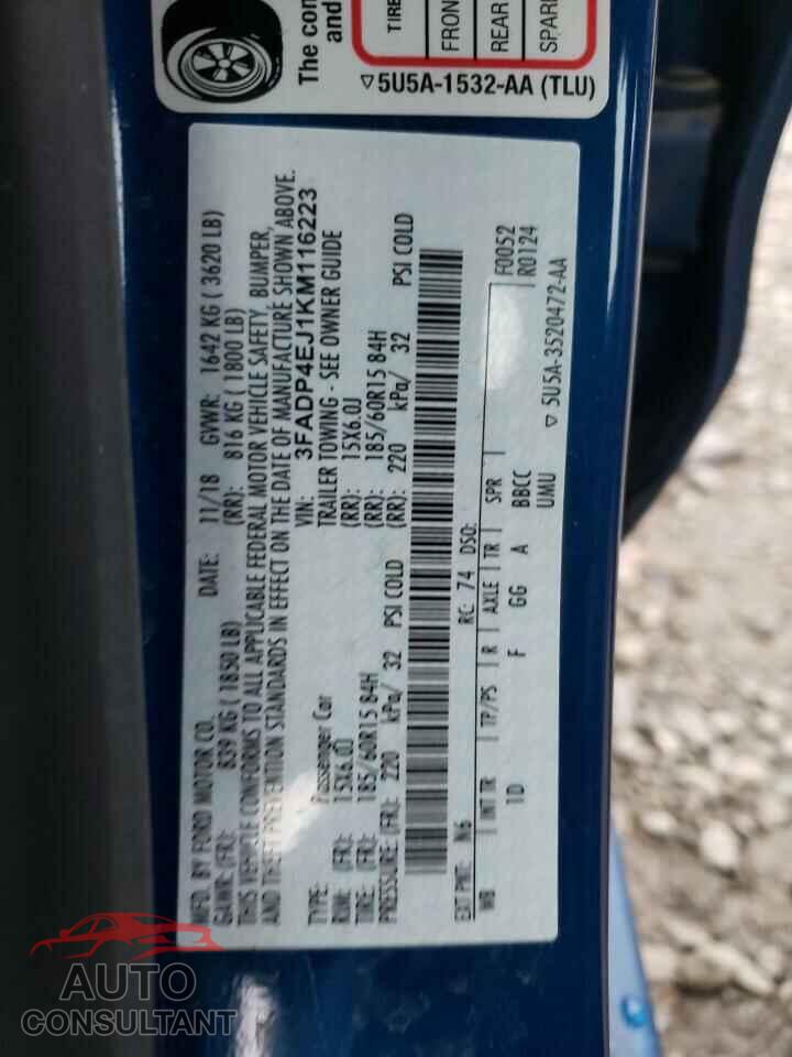 FORD FIESTA 2019 - 3FADP4EJ1KM116223