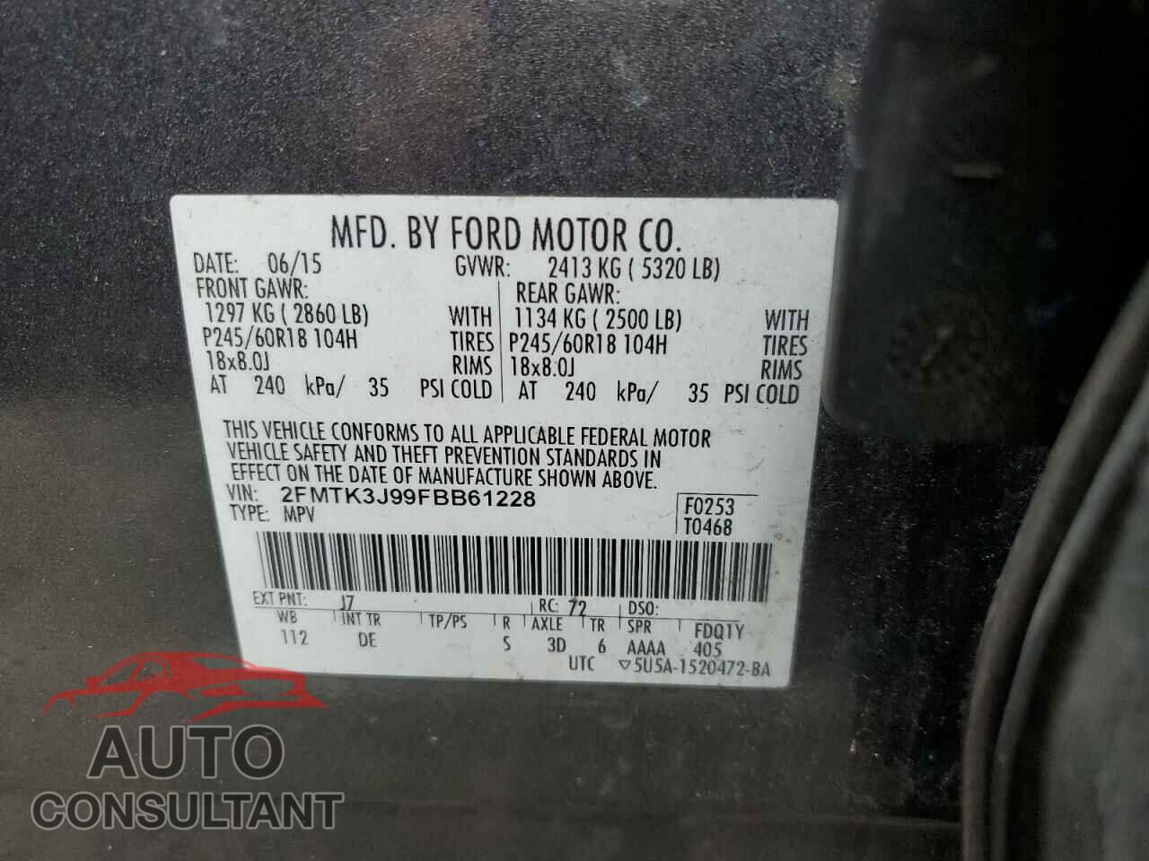 FORD EDGE 2015 - 2FMTK3J99FBB61228