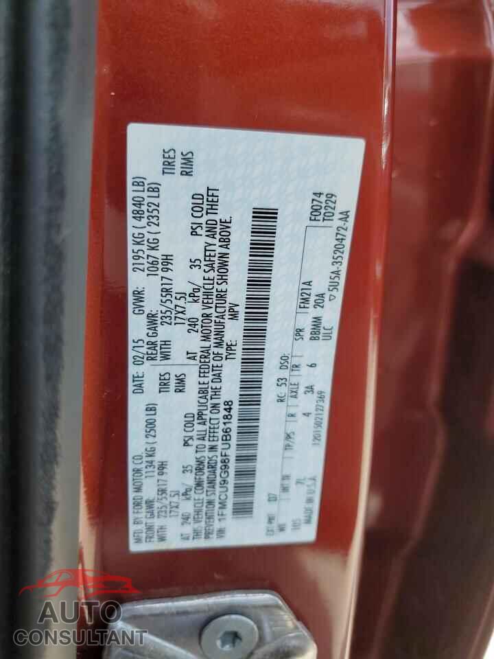 FORD ESCAPE 2015 - 1FMCU9G98FUB61848